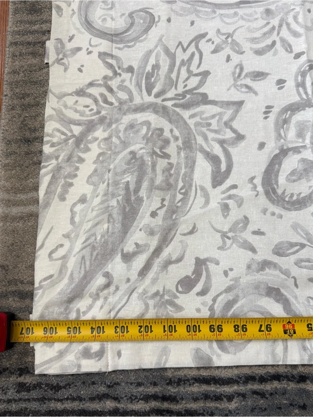 Pottery Barn Cream and Gray Paisley Drapery Panel